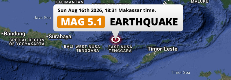 Shallow M5.1 AFTERSHOCK hit in the Flores Sea 100km from Labuan Bajo (Indonesia) on Sunday Evening.
