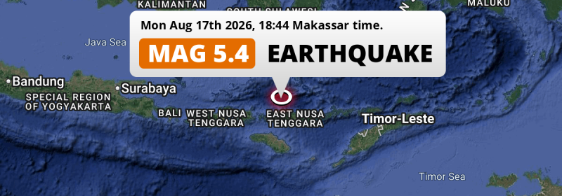 On Monday Evening a Shallow M5.4 AFTERSHOCK struck in the Flores Sea near Labuan Bajo (Indonesia).