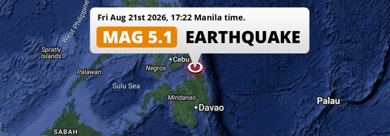 Shallow M5.1 AFTERSHOCK struck on Friday Afternoon near Butuan in The Philippines.