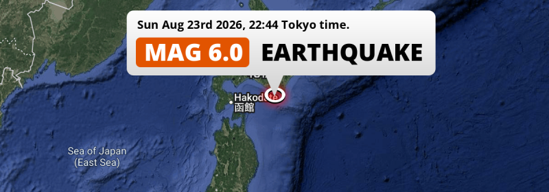 Strong M6.0 Earthquake struck on Sunday Evening in the North Pacific Ocean 183km from Sapporo (Japan).