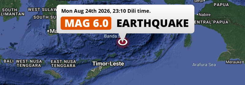 On Monday Evening a Shallow M6.0 Earthquake struck in the Banda Sea 336km from Ambon (Indonesia).