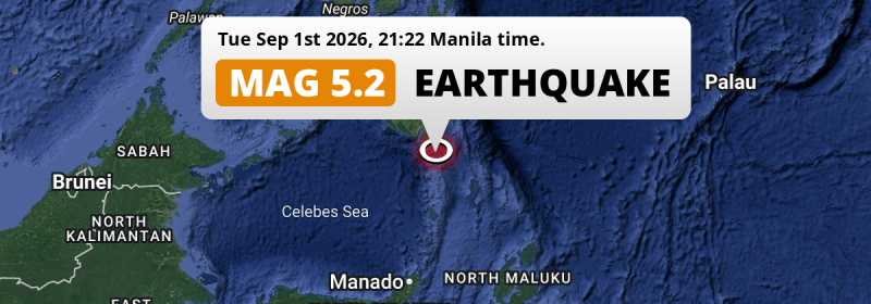 On Tuesday Evening a Significant M5.2 Earthquake struck in the Philippine Sea 119km from General Santos (The Philippines).