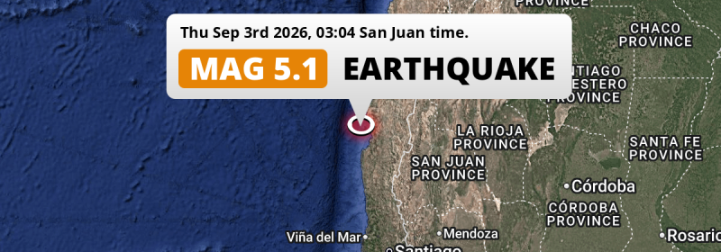 On Thursday Night a Significant M5.1 Earthquake struck in the South Pacific Ocean near Coquimbo (Chile).
