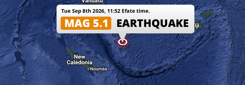 Shallow M5.1 AFTERSHOCK hit in the South Pacific Ocean 299km from Port-Vila (Vanuatu) on Tuesday Morning.