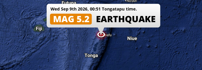 Shallow M5.3 Earthquake hit in the South Pacific Ocean on  .
