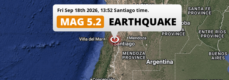 On Friday Afternoon a Significant M5.2 Earthquake struck near Santiago in Chile.