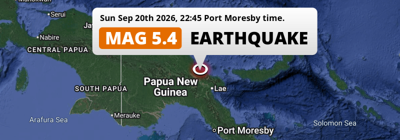 On Sunday Evening a Significant M5.4 AFTERSHOCK struck near Madang in Papua New Guinea.