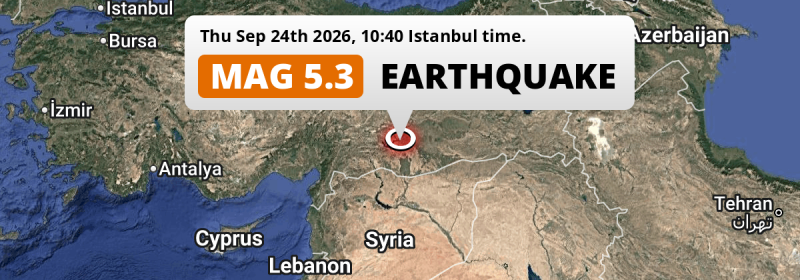 On Thursday Morning a Shallow M5.3 Earthquake struck near Şanlıurfa in Türkiye.