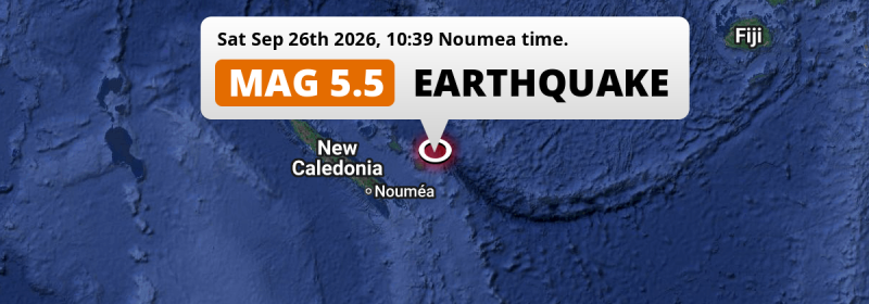 Shallow M5.5 AFTERSHOCK struck on Saturday Morning in the Coral Sea 229km from Nouméa (New Caledonia).