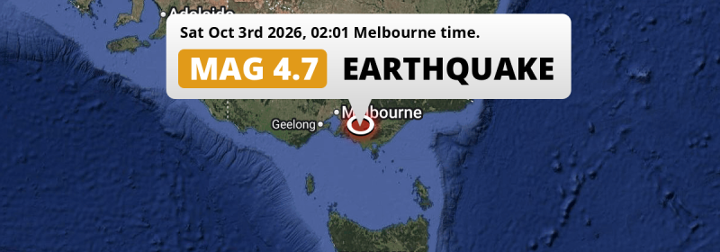 Shallow M4.7 Earthquake struck on Saturday Night near Melbourne in Australia.