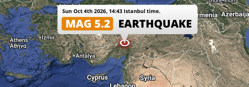 Shallow M5.0 Earthquake struck on Sunday Afternoon near Kahramanmaraş in Türkiye.