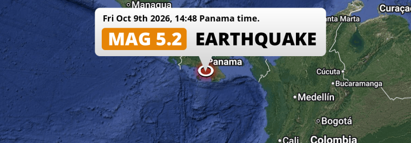 On Friday Afternoon a Shallow M5.2 AFTERSHOCK struck near Santiago de Veraguas in Panama.