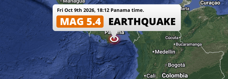 Shallow M5.4 Earthquake hit 184km from Panamá in Panama on Friday Evening.
