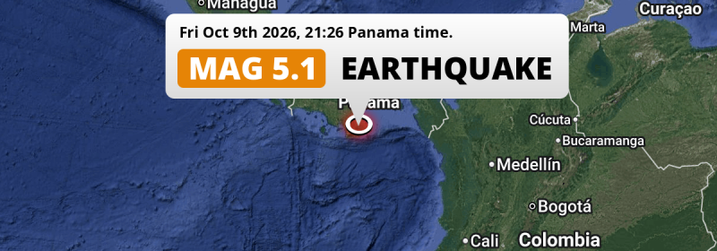 On Friday Evening a Shallow M5.1 AFTERSHOCK struck near Santiago de Veraguas in Panama.