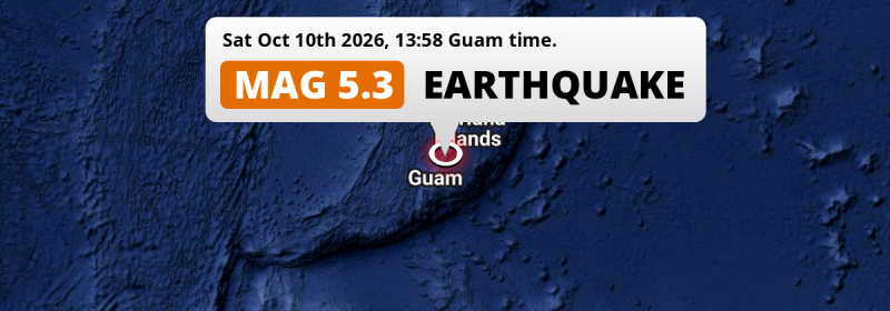 On Saturday Afternoon a Significant M5.3 Earthquake struck in the Philippine Sea near Dededo Village (Guam).