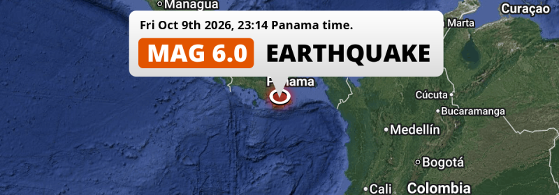 On Friday Evening a Shallow M6.0 Earthquake struck near Santiago de Veraguas in Panama.