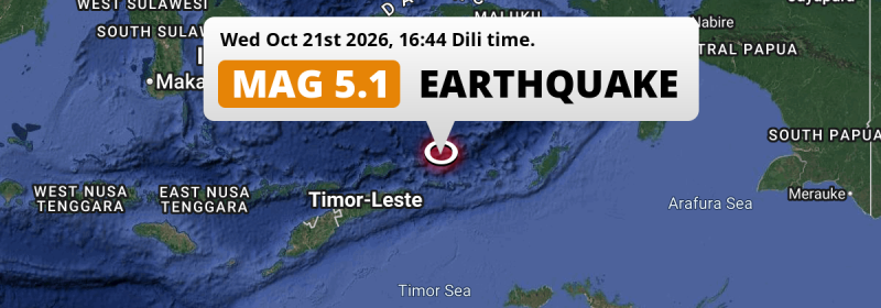 Significant M5.1 Earthquake struck on Wednesday Afternoon in the Banda Sea 165km from Lospalos (Timor-Leste).