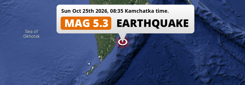 On Sunday Morning a Significant M5.3 Earthquake struck in the North Pacific Ocean 108km from Petropavlovsk-Kamchatsky (Russia).