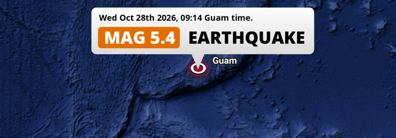 Significant M5.4 Earthquake hit in the Philippine Sea 221km from Dededo Village (Guam) on Wednesday Morning.