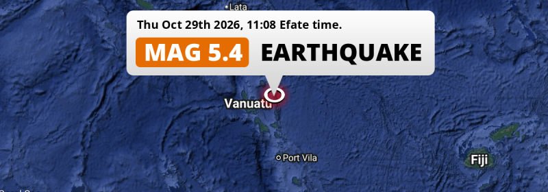 Shallow M5.4 AFTERSHOCK struck on Thursday Morning in the Coral Sea 292km from Port-Vila (Vanuatu).