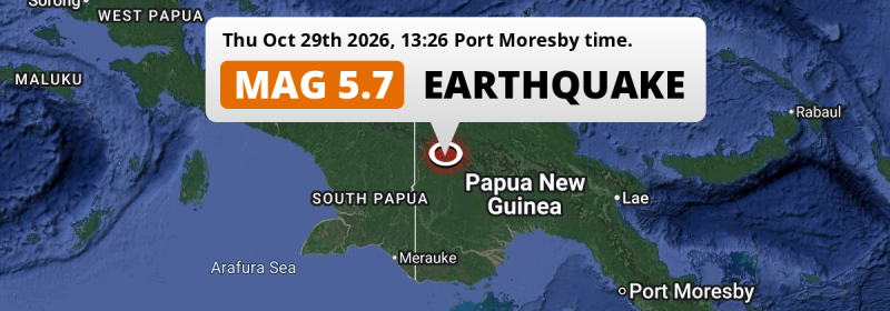 Shallow M5.7 Earthquake hit 200km from Mendi in Papua New Guinea on Thursday Afternoon.
