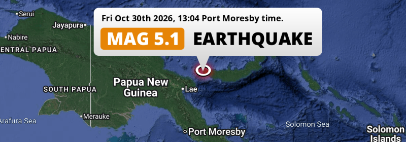 On Friday Afternoon a Significant M5.1 Earthquake struck in the Solomon Sea 177km from Lae (Papua New Guinea).