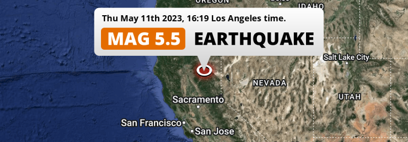 Shallow M5.5 Earthquake struck on Thursday Afternoon near Chico in The United States.