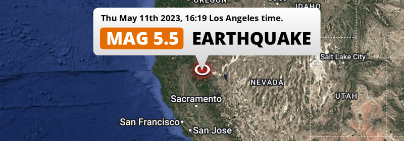 Shallow M5.5 Earthquake struck on Thursday Afternoon near Chico in The United States.