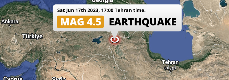 Shallow M4.5 Earthquake struck on Saturday Afternoon near Khowy in Iran.