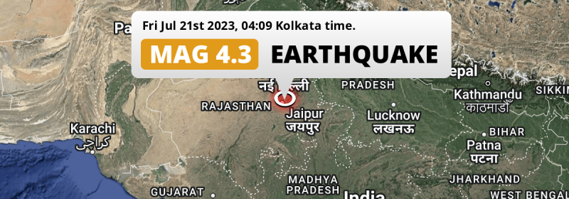 Shallow M4 3 Earthquake Struck On Friday Night Near Jaipur In India 