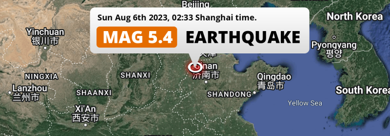 DESTRUCTIVE M5.4 Earthquake struck on Sunday Night near Dezhou in China.