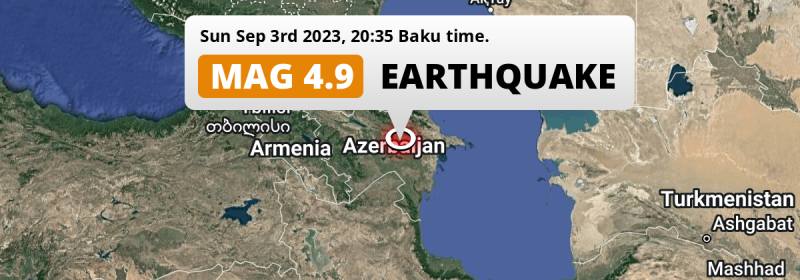  M4.9 Earthquake hit near Kyurdarmir in Azerbaijan on Sunday Evening.