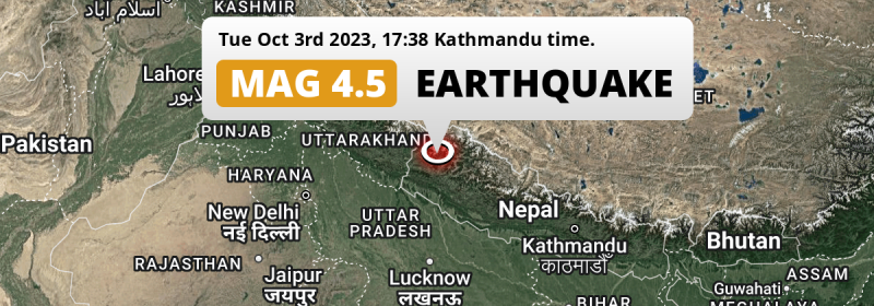 Shallow M4.5 AFTERSHOCK struck on Tuesday Afternoon near Dipayal in Nepal.