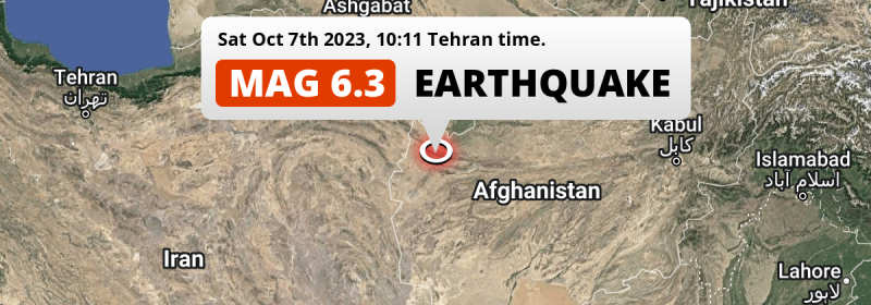 On Saturday Morning a DAMAGING M6.3 Earthquake struck near Herāt in Afghanistan.