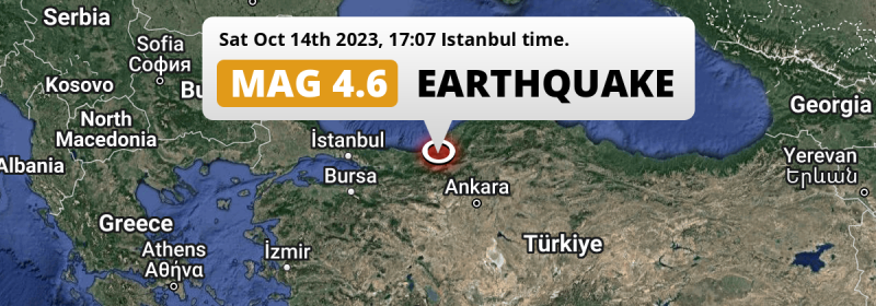 Shallow M4.6 Earthquake struck on Saturday Afternoon near Bolu in Türkiye.