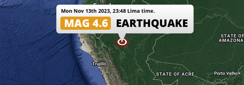 Shallow M4.6 Earthquake struck on Monday Evening near Yurimaguas in Peru.