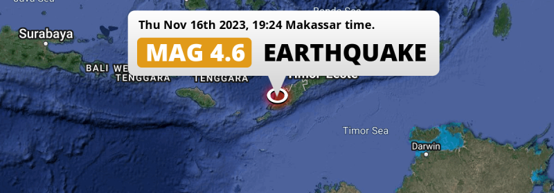 On Thursday Evening a Shallow M4.6 Earthquake struck near Kupang in Indonesia.