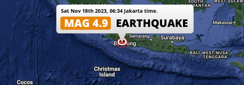 On Saturday Morning an  M4.9 Earthquake struck in the Indian Ocean near Bandung (Indonesia).