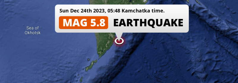 Significant M5.8 Earthquake struck on Sunday Night in the North Pacific Ocean 125km from Petropavlovsk-Kamchatsky (Russia).