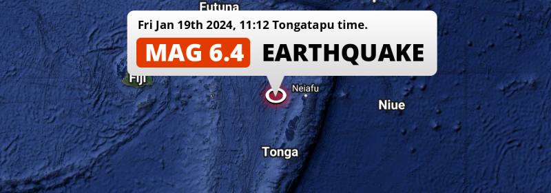 Strong M6.4 Earthquake struck on Friday Morning in the South Pacific Ocean 249km from Nuku‘alofa (Tonga).
