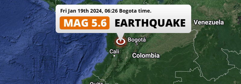 Significant M5.6 Earthquake struck on Friday Morning near Cartago in Colombia.