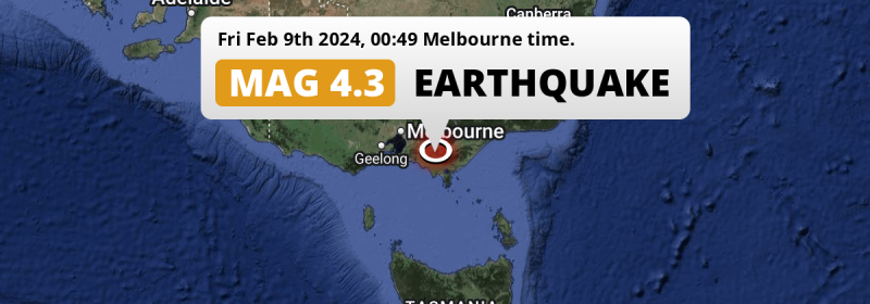 Shallow M4.5 Earthquake struck on Friday Night 114km from Melbourne in Australia.