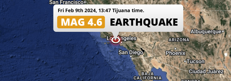 On Friday Afternoon a Shallow M4.6 Earthquake struck near Thousand Oaks in The United States.