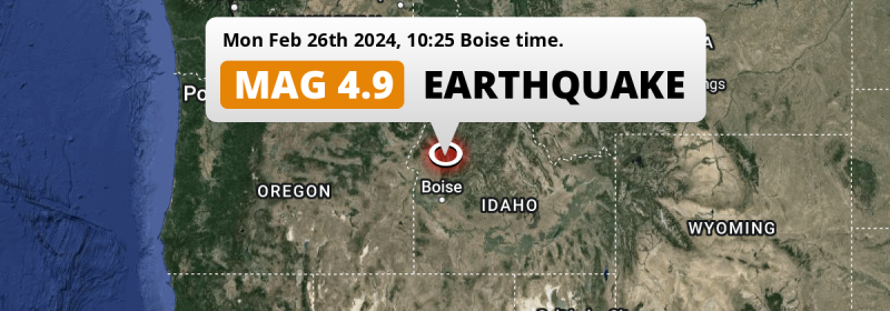 Shallow M4.9 Earthquake hit near Boise in The United States on Monday Morning.