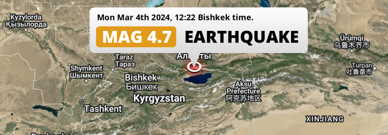 On Monday Afternoon a Shallow M5.3 Earthquake struck near Cholpon-Ata in Kyrgyzstan.