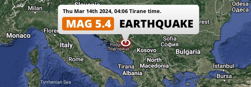 Shallow M5.4 Earthquake hit near Nikšić in Montenegro on Thursday Night.