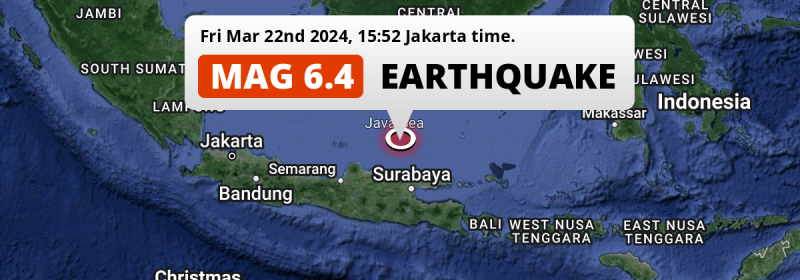 On Friday Afternoon a Shallow M6.4 Earthquake struck in the Java Sea 159km from Surabaya (Indonesia).