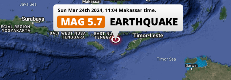 On Sunday Morning a Significant M5.7 Earthquake struck in the Sawu Sea near Ende (Indonesia).