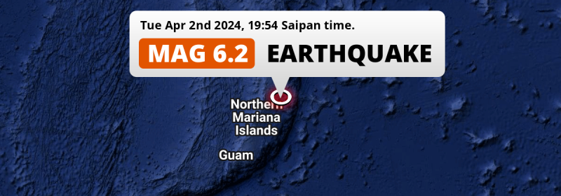 On Tuesday Evening an Unusually powerful M6.2 Earthquake struck in the North Pacific Ocean 138km from Saipan (Northern Mariana Islands).