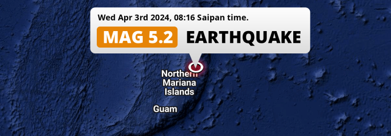 On Wednesday Morning a Shallow M5.2 AFTERSHOCK struck in the North Pacific Ocean 140km from Saipan (Northern Mariana Islands).